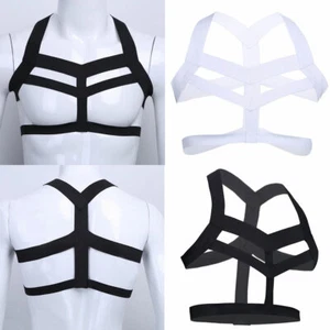 Para hombre Nailon Cuerpo Pecho Arnés Lencería Elástico Soporte para el Hombro Soporte Traje Disfraz - Imagen 1 de 23