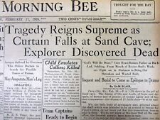 1925 titre journal explorateur de grottes FLOYD COLLINS MEURT dans GROTTE DE SABLE catastrophe