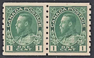 Canada 1c KGV Admiral Coil Pair, Scott 125, F-VF MNH, catalogue - $111 - Picture 1 of 1