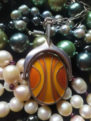 David Andersen Norway Anhänger Emaille Enamel Silber 925 +Kette - Bild 1 von 4