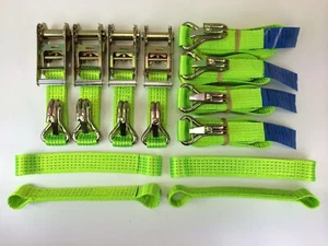 Cricchetto Recupero HI-VIZABILITY VERDE Cerchi in Lega Rimorchio 5ton Ganci di Sicurezza NUOVO - Foto 1 di 2