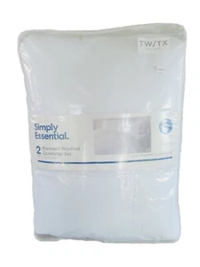 Simply Essential Garment Washed 2pc Twin/ Twin XL Comforter Sham Set White NEW - Picture 1 of 8