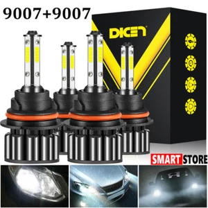 2Pairs 4-Side 9007 HB5 LED Headlight Kit HI-LO Dual Beam Bulbs 360000LM 6000K - Picture 1 of 11