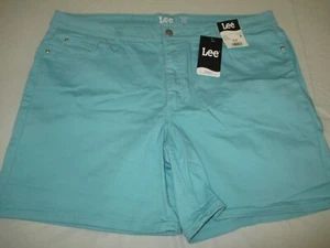 NWT Womens robin egg blue mid rise shorts Lee size 20 - Imagen 1 de 2