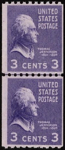US - 1939 - 3 Cents Light Violet Presidential Series Coil 851 Joint Line Pair NH - Picture 1 of 1