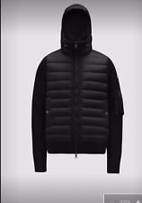 Moncler Cardigan Sweater Padded Wool Hoodie L Large Black Zipup  BRAND NEW MINT