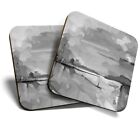 2 x Coasters (BW) - Abstract Oil Painting Landscape  #42436