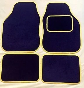 UNIVERSAL 4 PIECE FRONT AND REAR CAR VAN FLOOR MATS RUBBER BACKED CARPET YELLOW - Picture 1 of 1