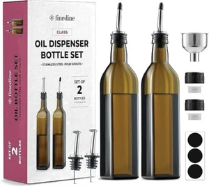 Finedine Superior Olivenöl und Essig Spender Set - schmal bernsteinbraun Design - Bild 1 von 7