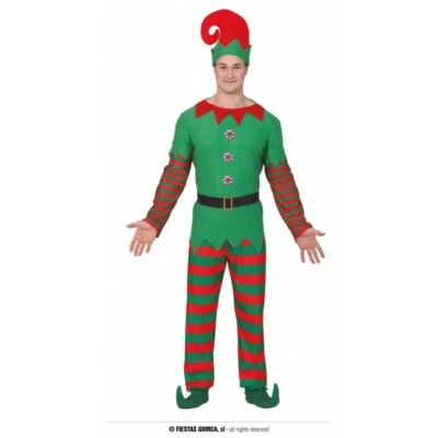 GUIRMA COSTUME CARNEVALE ELFO ADULTO VESTITO GUIRCA ELFO AIUTANTE BABBO NATALE UOMO