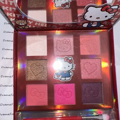 Hello Kitty 8 Color Shadow Palette w/Cardboard Mirror & Brush Duo Gift Box BNIB - Image 1 of 4