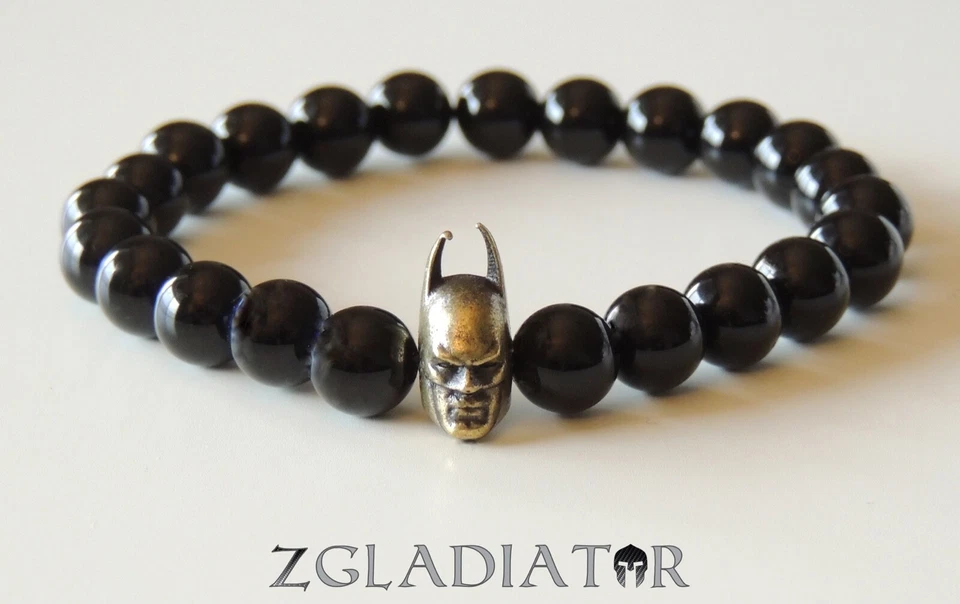 Hombres Mujeres Bronce Batman Cabeza Máscara Cuentas Elastizado Moda Pulsera  Foto 1 de 1