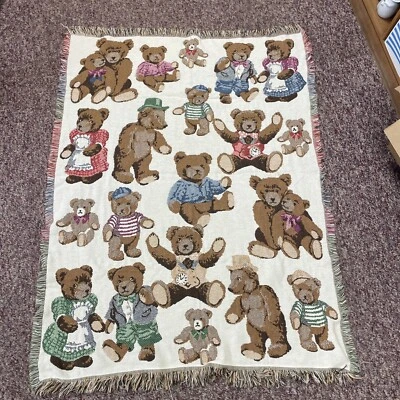 Винтажный плюшевый медведь гобелен одеяло настенный подвес 44 «x 60» - Изображение 1 из 4