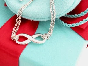 Tiffany & Co Silver Infinity Double Chain Bracelet 8" - Picture 1 of 7