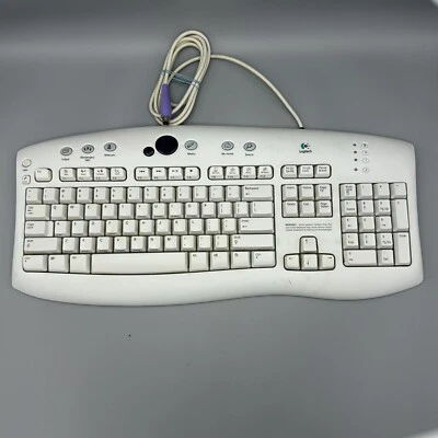 Logitech Wired PS/2 Keyboard Multimedia Keys Y-SR34 White Tested - Image 1 of 4