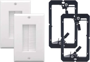 VCE 2 Pack Single Brush Wall Plate Single Gang Low Voltage Mounting Bracket Z2 - Picture 1 of 8