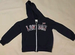 McAli Navy Blue London Full Zip sweatshirt crown flag embroidery Size 3-4 - Picture 1 of 14