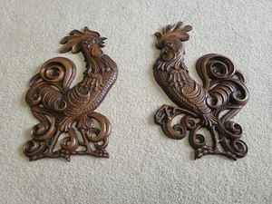 Vintage SEXTON, U.S.A. Metal Wall Hanging Roosters, matching pair - Picture 1 of 11