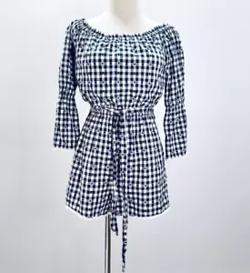 French Connection Crochet Check Playsuit Shorts Size 6 W/Belt Youth Party Casual - Picture 1 of 11