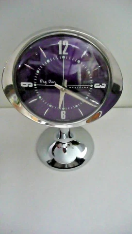 Vtg Westclox Big Ben Sculptura Stardust 1 Day Alarm HTF Purple Desk Clock Canada Cover