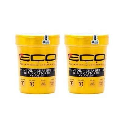 2x ECO Style Gold mit Olivenöl & Sheabutter, schwarzem Rizinusöl & Leinsamen 32oz