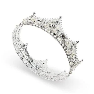 King Crown, King Crowns for Men Crystal Vintage Baroque Crown Prom King Silver - Picture 1 of 7