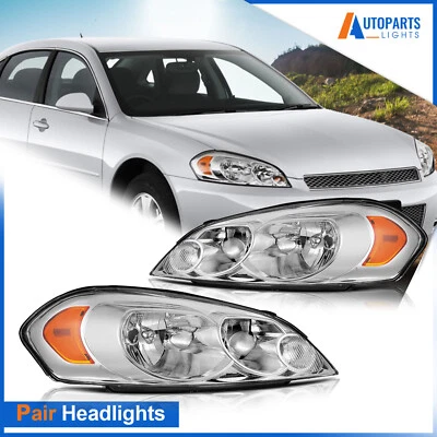 Conjunto de faros izquierdo derecho cromados para Chevrolet Impala 2006-2016 sedán 4 puertas Foto 1 de 4