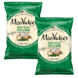 Miss Vickie's SOUR CREAM HERB & ONION Potato Chips Kettle Cooked 8.0oz (2 Pack) - Picture 1 of 5