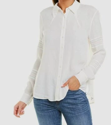 $325 Nicole Miller женщин белый длинным рукавом рубашка на пуговицах блузка верхний размер P - Изображение 1 из 3