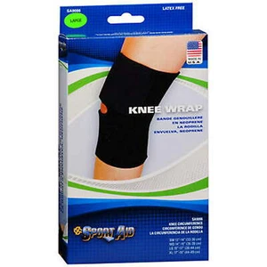 Sport Aid Neoprene Knee Wrap Comfortable Support Latex-Free Black Large 3 Pack - Picture 1 of 5