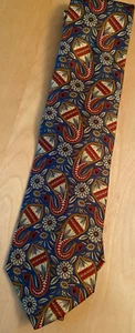 NWT VALENTINO CRAVATTE FLORAL BLUE PAISLEY MENS SILK TIE ITALY MADE - Picture 1 of 2