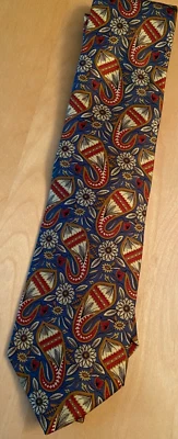 NUEVO CON ETIQUETAS CORBATA VALENTINO FLORAL AZUL PAISLEY PARA HOMBRE CORBATA DE SEDA HECHA EN ITALIA Foto 1 de 2