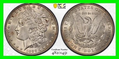 1899 Morgan Dollar $1 PCGS AU58 Low Mintage - Semi-Key Date $1 Silver - US Coin  - Image 1 of 4