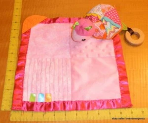 Infantino Pink Ladybug Rattle Crinkle Wood Teether Ring Security Blanket Lovey - Picture 1 of 1