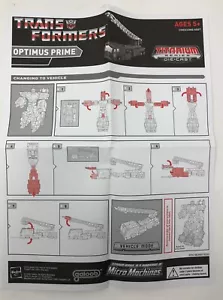 2006 HASBRO TRANSFORMERS TITANIUM SERIES DIE CAST OPTIMUS PRIME INSTRUCTIONS - Picture 1 of 1