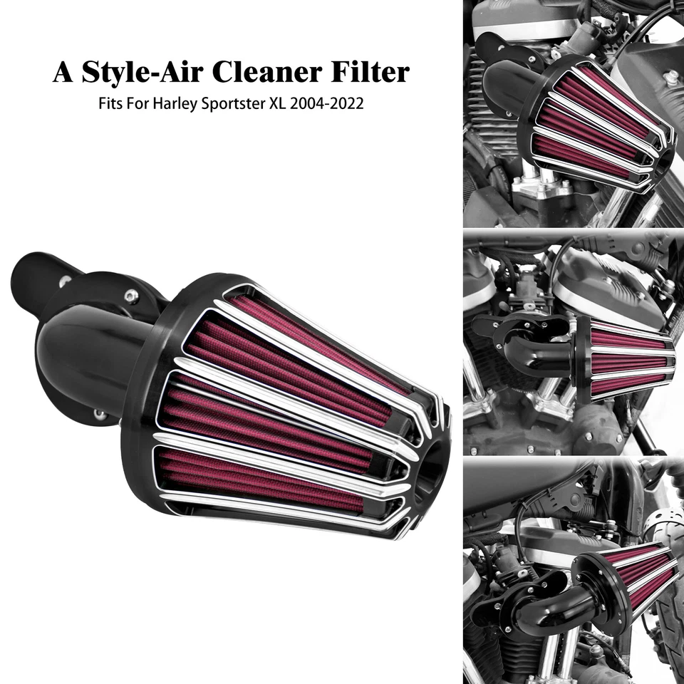 Black CNC Sucker Air Cleaner Filter Fit For Harley Sportster XL 883 1200 2004-22 - image 1 of 4
