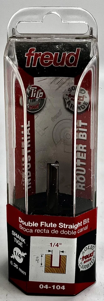 Freud 1/4" (diámetro) Broca recta de doble flauta con vástago de 1/4" (04-104), roja Foto 1 de 1