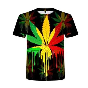 NEW ARRIVAL..Jamaica Colour Leaf 3D print T Shirt.... SIZE'S.....XXL - Picture 1 of 2