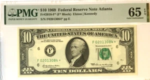 1969 $10 FEDERAL RESERVE *STAR* NOTE ATLANTA PMG65 EPQ GEM UNCIRCULATED     9325 - Picture 1 of 6