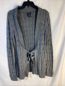 West End Women’s Tie Front Knit Cardigan Size Small Gray Silver Metallic - Picture 1 of 5