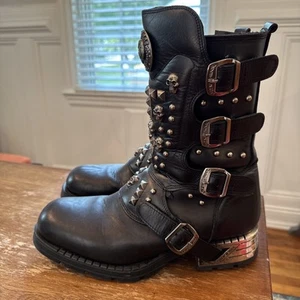 New Rock Boots Leather Metallic/Motorock Collection BOOT MOTOROCK M-MR019-C1 - Picture 1 of 9