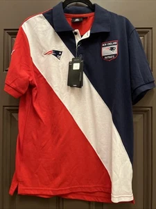 NFL Team Apparel New England Patriots Polo Red White Blue L Embroidered SS KLEW - Picture 1 of 9