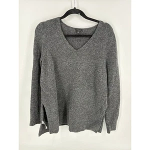Maglione pullover Ann Taylor Factory grigio scollo a V spacco laterale donna medio * - Foto 1 di 9