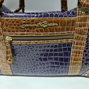Samantha Brown Carry On Luggage Duffel Bag Croco Purple Excellent - Picture 1 of 18
