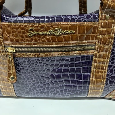 Samantha Brown Carry On Luggage Duffel Bag Croco Purple Excellent - Image 1 of 4