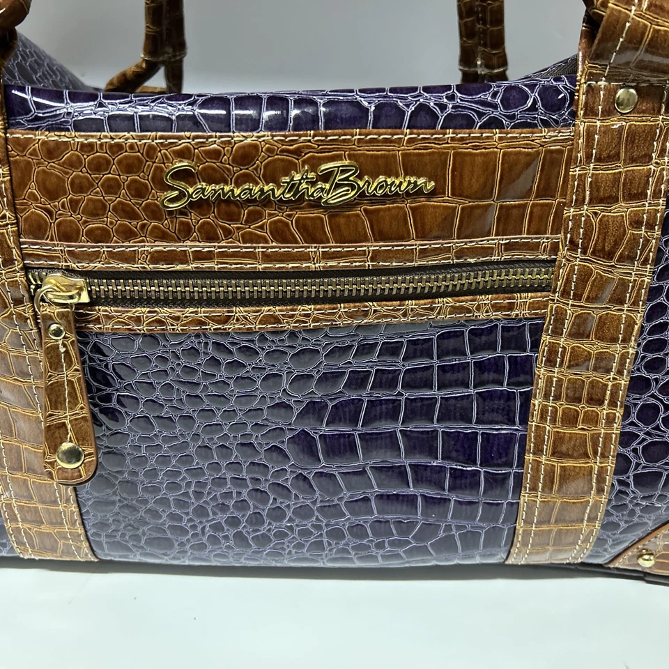 Samantha Brown Carry On Luggage Duffel Bag Croco Purple Excellent - Image 1 of 4