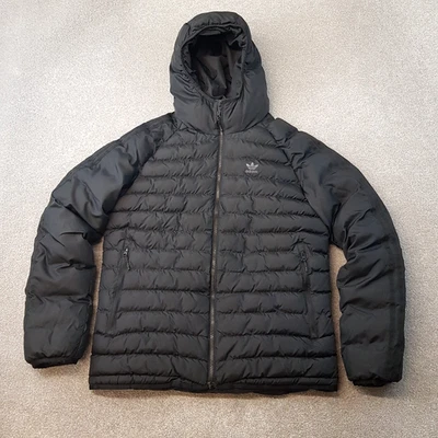 Adidas Mens Jacket Small Black Quilted Padded Puffer Coat Originals SST Trefoil - Image 1 of 4