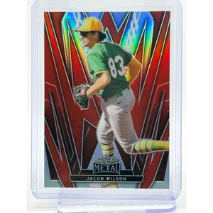 2024 Leaf Metal Jacob Wilson Prismatic Red Refractor 16/25 SP Oakland Athletics - Picture 1 of 2