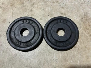 Par de pesos de letras anchas York Barbell de 2,5 lb vintage York años 40 - Imagen 1 de 3