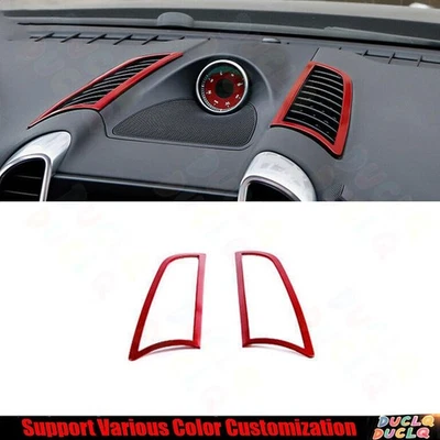 Para Porsche Cayenne 2011-2017 rojo brillante consola central salida de aire moldura de ventilación 2* Foto 1 de 4